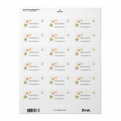 Étiquette Ornements Étoiles Dorées Et Oranges (Feuille entière)