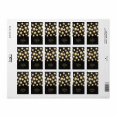 Étiquette Ornements or sur Noir Noël Adresse de retour (Feuille entière)