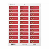 Étiquette Ornements rose et vert Noël Rouge (Feuille entière)