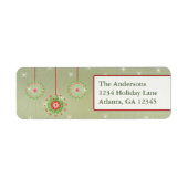 Étiquette Ornements rose vert de Noël Grain vert de bois (Devant)