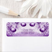 Étiquette Ornements violets Noël Holiday Adresse de retour (En situation)