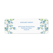 Étiquette Oubliez-moi pas Aquarelle Bleu et Mariage blanc (Devant)