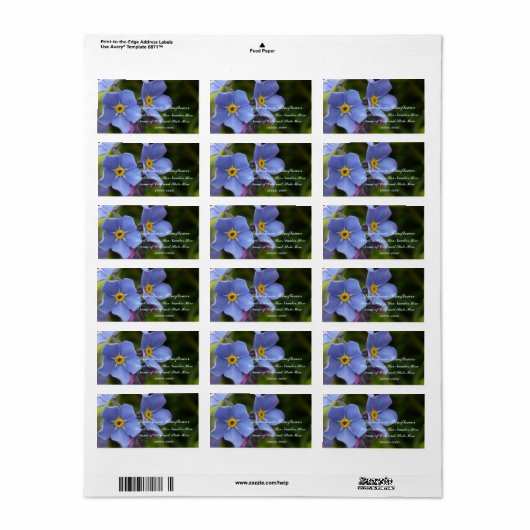 Étiquette Oubliez-moi pas les fleurs, Myosotis (Feuille entière)