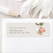 Étiquette ours bébé, ours en peluche, ballons verts, Baby sh (En situation)