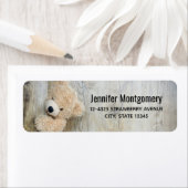 Étiquette Ours Cute Stuffé Mur Rustique En Bois (En situation)