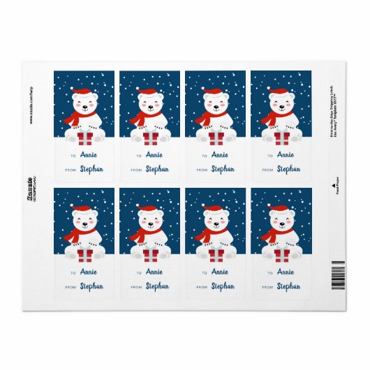 Étiquette Ours de neige (Feuille entière)