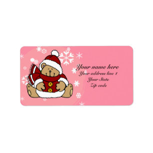 Étiquette Ours de nounours personnalisé mignon de Noël
