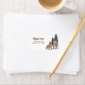 Étiquette Ours en forêt d'hiver Scandi Adresse (En situation)