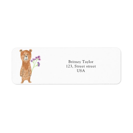 Étiquette Ours en peluche à fleur (Devant)
