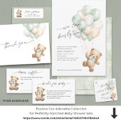 Étiquette Ours en peluche avec douche à ruban vert Sage