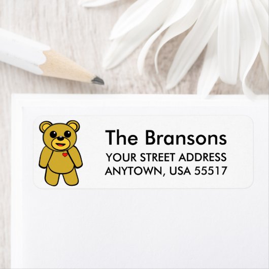 Étiquette Ours en peluche mignon (En situation)