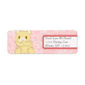 Étiquette Ours en peluche mignonne Pots et Coeurs roses roug (Devant)