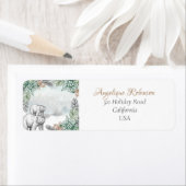 Étiquette Ours gris de forêt Arbres boisés Noël (En situation)