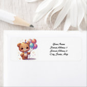 Étiquette Ours mignon avec ballons (En situation)