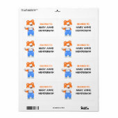 Étiquette Ours mignon dans l'ensemble ID de nom personnalisé (Feuille entière)