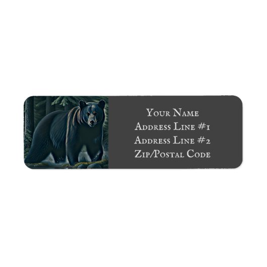 Étiquette Ours Noir Majestueux De La Forêt Du Nord (Devant)