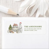 Étiquette Ours polaire de Noël avec Santa Hat adresse de ret (En situation)