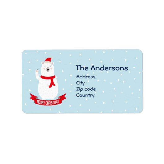 Étiquette Ours polaire de Noël mignon (Devant)