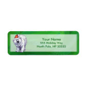 Étiquette Ours polaire Noël sur vert (Devant)
