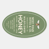 Étiquette Oval Queenline de miel Jar avec abeille (Devant)