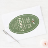 Étiquette Oval Queenline de miel Jar avec abeille (Enveloppe)