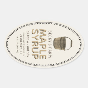 Étiquette ovale frontière du sabot de sirop d'érab