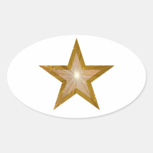 Étiquette ovale Gold Star blanche