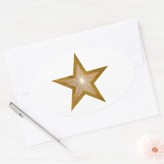 Étiquette ovale Gold Star blanche (Enveloppe)