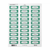 Étiquette Ovales verts à la menthe répétée (Feuille entière)