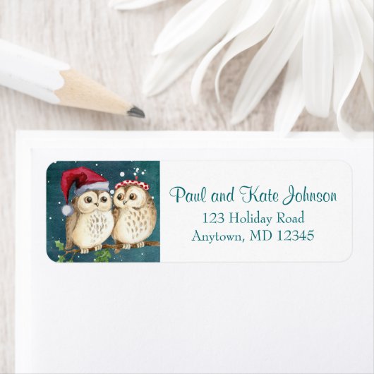 Étiquette Owl Always Love You mignon Noël Adresse de retour (En situation)