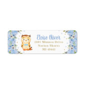 Étiquette Owl Blue Floral Baby shower Boy Anniversaire Adres (Devant)