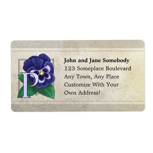 Étiquette P pour le monogramme de fleurs de sansy (Devant)