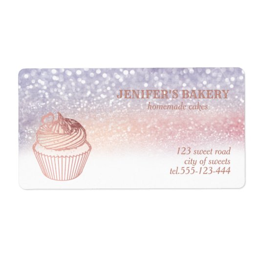 Étiquette Packaging rose gold pour cupcakes et friandises fa (Devant)
