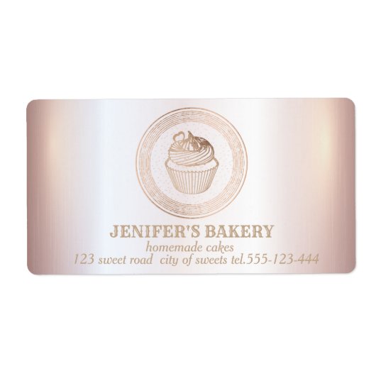 Étiquette Packaging rose gold pour cupcakes et friandises fa (Devant)
