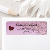 Étiquette Pailleté or rose, Roses bordeaux Sweet 16 (En situation)