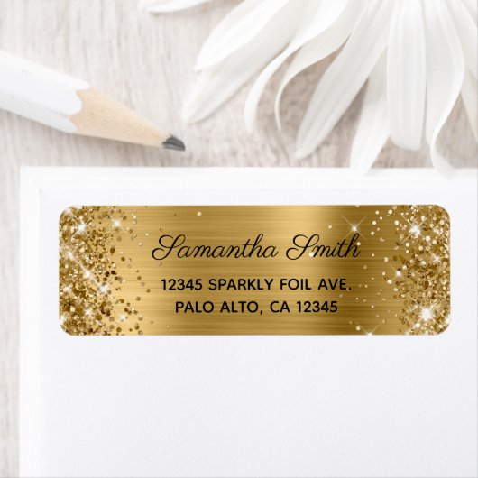 Étiquette Pailletée et Feuille Dorée Féminine (En situation)