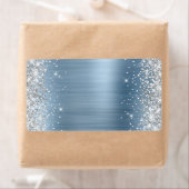 Étiquette Paillettes Argentées Bleu Clair Feuille (En situation)