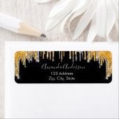 Étiquette Paillettes d'or noir gouttes adresse de retour arg (En situation)