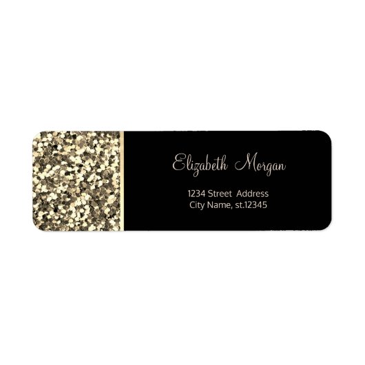Étiquette Paillettes dorées, simple, noir (Devant)