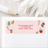 Étiquette Pain d'épice rose Maison Noël Adresse de retour (En situation)