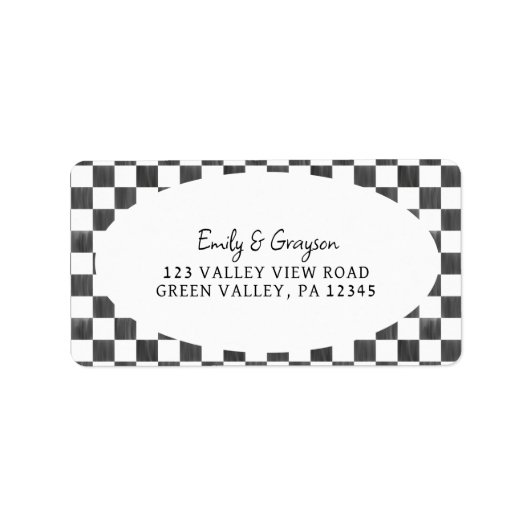 Étiquette Painted Black Checkerboard Pattern Return Address (Devant)