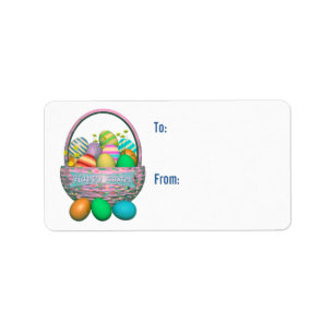 Étiquette Painted Easter Eggs in Basket Gift Tag