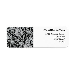 Étiquette Paisley noir et blanc