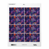 Étiquette Paisley violet rose (Feuille entière)