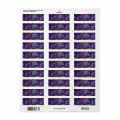 Étiquette Paisley violet rose (Feuille entière)