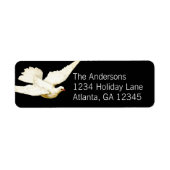 Étiquette Paix à tous Elegant White Dove sur Noir (Devant)