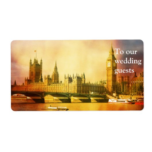 Étiquette Palais de Westminster et pont avec Big Ben (Devant)