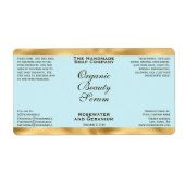 Étiquette Pale Blue & Gold Cosmetics Dropper Bottle Label (Devant)