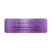 Étiquette Pale Purple Brushed Metallic Élégant Nom (Devant)