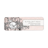 Étiquette Pale Rose Damask Musical Vintage Bird Cage (Devant)